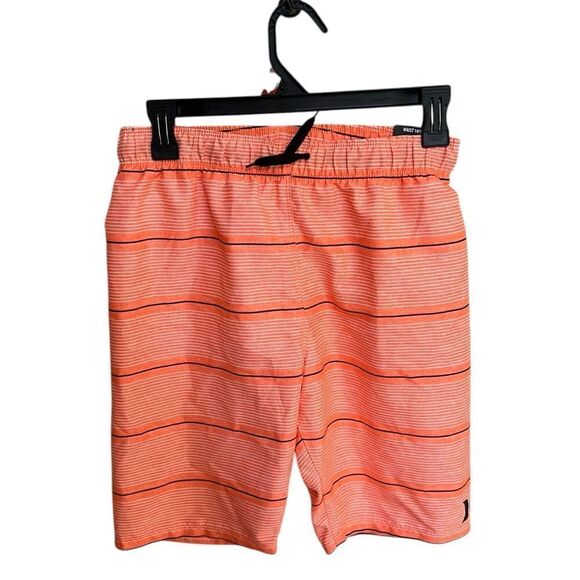 Hurley Boys’ Board Shorts Swim Trunks Size 14/16 Orange Striped NWT - Picture 1 of 5